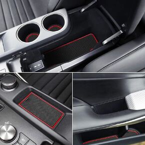 Auovo Anti-dust Mats for Lexus is Accessories 2020 2019 2018 2017 2016-2013 Custom Interior Cup Holder Inserts Center Console Door Pockets Liners 10pcs (Red Trim) (Red)