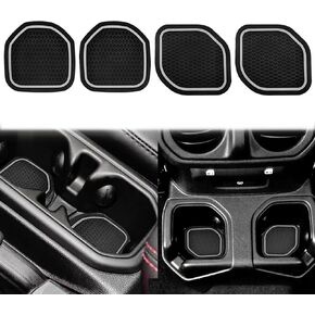 4 Pcs Kit Cup Holder Inserts Coaster - Compatible with 2018-2023 Wrangler JL/JLU and 2020-2023 Gladiator JT Cup Mat Pad Upgraded Anti-Dust Interior Accessories, for deep Rear Cup Holders (Red)