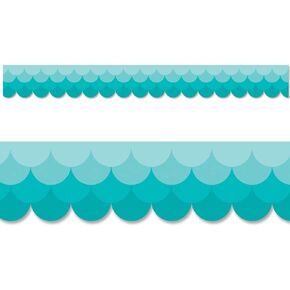CTP Ombre Turquoise Scallops Bulletin Board EZ Border (Creative Teaching Press 10533)
