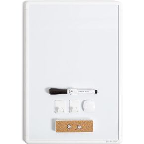U Brands Contempo Magnetic Dry Erase Board Kit, 11"x16", White Modern Frame, Includes Board, Marker, Magnets, and More