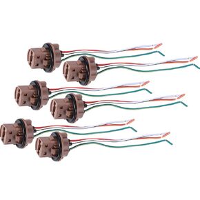 Motoforti Universal 7443 T20 Bulb Sockets Wire Harness, for LED Bulbs Turn Signal Lights Brake Lights Cable Harness Connector, Plastic Metal, Brown, 6pcs