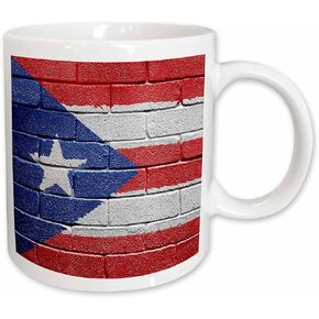 3dRose National Flag of Puerto Rico Painted onto A Brick Wall Rican Mug, 1 Count (Pack of 1), Black