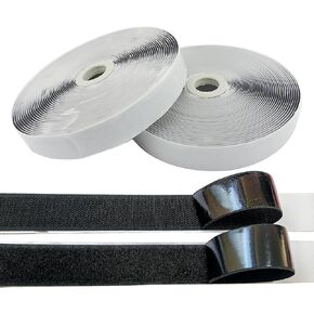 1 Inch Wide Hook and Loop Tape with Heavy Duty Adhesive, Excellent Grip, Strong Adhesive Back，Nylon Self Adhesive Fastener Strips for Fixing and Hanging, Home School and Office Use (Black, 15 Feet)