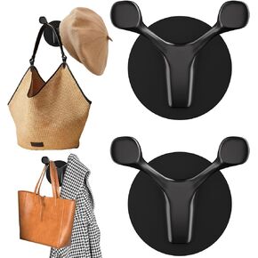 2 Pcs Magnetic Hooks for Coats, Heavy Duty Hook Rubber Coated Hangers with Powerful Magnet Double Hooks for Metal Surface Wall Versatile Organizer for Home Garage Office RV Cruise Boating