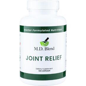 M.D. Joint Relief - Expert Formulated Supplement - Knees, HIPS, Ankles Movement & Mobility - Daily Wellness Blend - Collagen, Hydrolyzed, Glucosamine, BioPerine, Turmeric - 120 Capsules (Pack of 1)