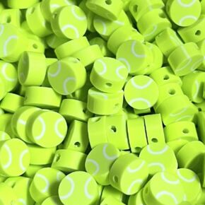 200Pcs Baseball Spacer Loose Beads Sports Ball Polymer Clay Beads for DIY Bracelet Earring Necklace Jewelry Making
