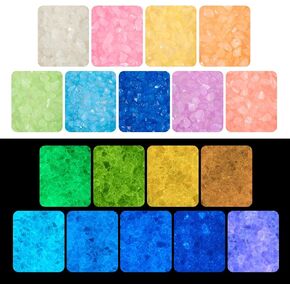 KISSITTY Glow in The Dark Irregular Chips Crushed Glass Crystals 4-11mm Luminous Chip Beads No Hole for DIY Vase Filler Fairy Garden Decoration Nail Arts Epoxy Resin Mold Jewelry Making