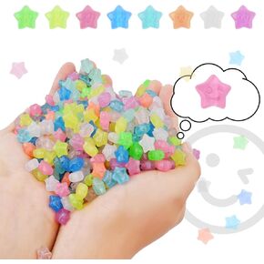 SAIMIY 500pcs Smiling Glow in The Dark Stars Beads，13mm Glow Stars Beads for Jewelry Making and Crafts，Star Charms for Bracelets and Necklaces