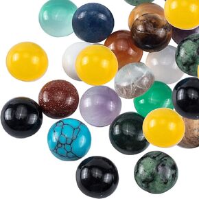 PH PandaHall 50pcs Gemstone Cabochons 25 Colors Flat Round Cabochons 12mm Quartz Crystal Tiles Cabochons Natural Synthetic Stone Gems for Earring Necklace Bracelet Jewelry Making