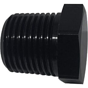 1/8 NPT Pipe Plug Male Thread Hex Head Aluminum Fuel Line Adapter Black Anodized