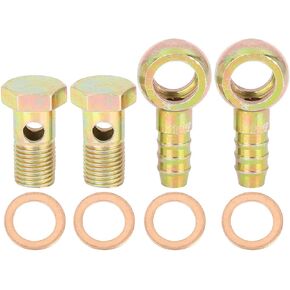 X AUTOHAUX 2 Sets 14mm Banjo Internal Diameter Banjo Hose Barb Bolt Fittings Banjo Bolt Washer for Motorcycle Car