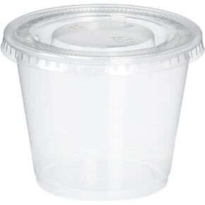 Plastic Disposable Portion Cups - Jello Shot Cup - The Perfect Souffle Cup (5.5 Ounce, Package of 50 Cups With Lids)