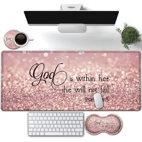 Large Gaming Mouse Pad, Extended Waterproof Desk Pad Protector (31.5" x 11.8") Ergonomics Memory Foam Mouse Wrist Rest Support, for Home Office Laptop Easy Typing, Black & White Cowhide Fur Mouse Mat in Saudi Arabia