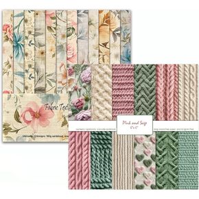 Scrapbook Paper Pads 6x6, 48 Sheets 24 Designs Decorative Craft Paper Single-Sided Cardstock Paper, MIATTCLD Floral Pattern Paper Pack, Journal Scrapbooking DIY Background Card-Making Supplies