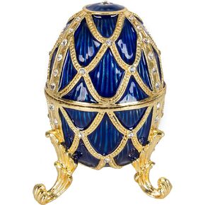 QIFU Hand Painted Enameled Easter Egg Style Decorative Enamel Trinket Box Unique Gift for Family
