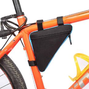 Bicycle Triangle Bag Waterproof Bike Bicycle Frame Front Tube Pouch Bag Ox Quick Release Front Saddle Cycling Bike Top Tube Triangle Tool Bag (Black&Blue) bike triangle frame bag
