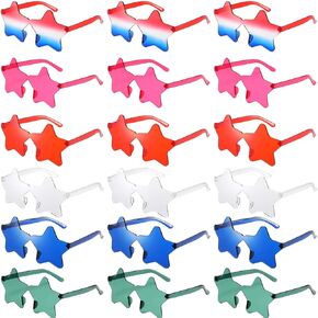 18 Pairs Star Sunglasses Bulk for 4th of July Star Glasses Rimless Colorful Sunglasses Patriotic Sunglasses Independence Day Glasses for Beach,Pool,Outdoors,Independence Day Party Favors