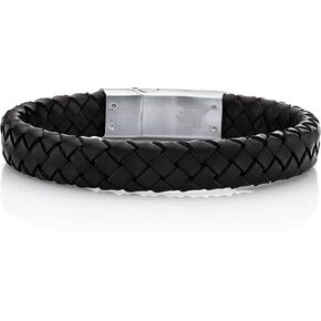 سوار رجالي سبارتان من الجلد الأصلي المضفر مع الفولاذ المقاوم للصدأ باللون الأسود أو البني | إكسسوارات الموضة الرجالية الأنيقة in Kuwait