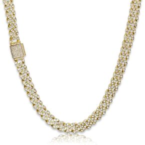 قلادة EMESLY Miami Cuban Link Curb Chain ذهبية/فضية (طول 16، 18، 20، 22، 24، 30 بوصة)؛ سوار هيب هوب (طول 8 بوصات) للرجال والنساء؛ هدية مثالية للمجوهرات المثلج