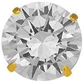 14K Solid Gold CZ Basket Setting Stud Single 4mm .25ct Men's Earring