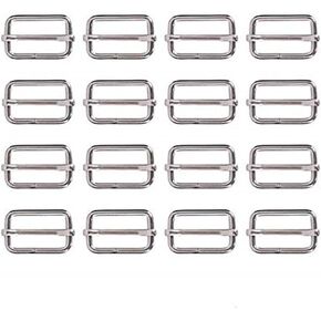 20 Pieces Metal Slide Buckle Rectangle Adjustable Webbing Slider, for Belt Bags DIY Accessories,32mm