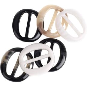 6PCS Women Girls Plastic Resin Oval Circle Scarf Ring Scarves Waist Buckle Silk Clasp Clips Clothing Ring Wrap Holder Fashion Decoratice Accessories for Neckerchief T-Shirt(Color Random)(3cm/1.2'')