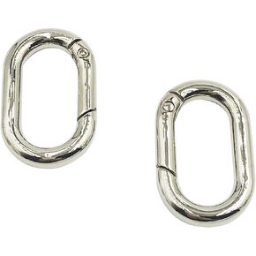Pack 5 Carabiner Metal Spring Key Ring,32mm Spring Snap Hooks Clip,Spring Keyring Buckle,Oval Ring for Bags,Purses