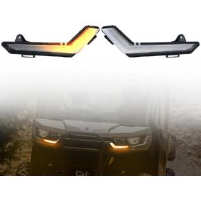 HAKA TOUGH Defender Front Fang Accent Signature Lights with Yellow Flashing Turn Signal Daytime Running Lights for 2020-2022 Can Am Defender Max / 2021 2022 Commander Accessories