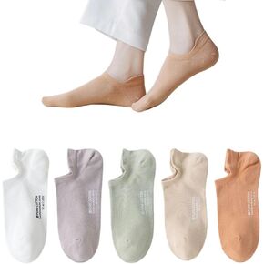 Ankle Socks for Women Pure Cotton No Show Socks Womens with Heel Tab Color Low Cut Socks Women Soft 5 Pairs 4-9