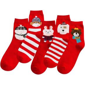 IIG Womens Novelty Cotton Crew Socks Cute Animals Socks Fun Flower Socks (fit women's shoe size 5-9)