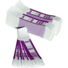 Currency Straps, Violet, $2,000 in $20 Bills, 1000 Bands/Pack