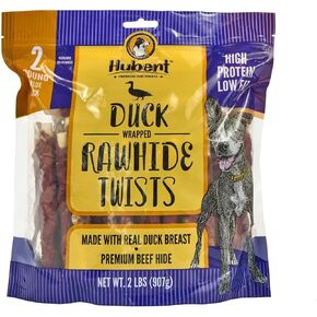 Hubert Pet Premium Chicken Wrapped Rawhide Twists - Natural Dog Treats in Resealable Bag, Ideal for Small & Large Dogs - 2 lbs Value Pack