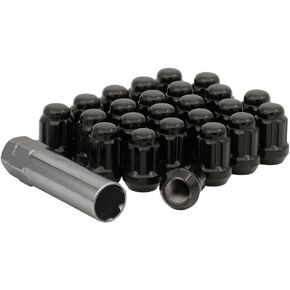 Enhance Your Vehicle's Security and Style with 12x1.5 Lug Nuts: Premium Set of Black Bulge Acorn Spline Lug Nuts - Perfect for F150 Trucks and More - Easy Install Kit Included