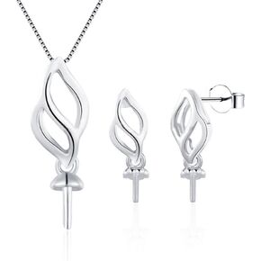 925 Sterling Silver Simple Pendant Earring Jewelry Set Fittings for Women DIY Jewelry Making