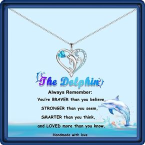Dolphin Gifts for Girls Women Cute Dolphin Necklace Dolphin Jewelry Gifts Christmas Graduation Birthday Gifts for Dolphin Lovers Daughter Granddaughter Niece