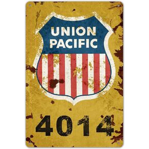 Union Pacific Railway Logo Train Railroad Rustic Retro Wall Decor Metal Tin Sign 8x12in