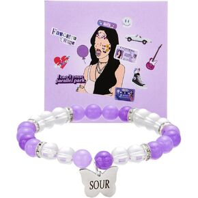 Olivia GUTS/SOUR Album Concert Inspired Bracelets Gifts, Olivia Merch Accessories, Purple Olivia Bracelet for Women Girls Fans Purple Love Pendant Bracelet Olivia Album Concert Costume Dress Décor