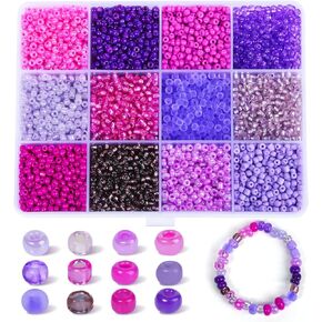 7380 Pcs Glass Seed Beads, 3mm 8/0 Bracelet Seed Beads for Jewelry 12 Colors Round Assorted Glass Seed Beads for Friendship Bracelets Jewelry Making, and DIY Crafts with a 12-Grid Plastic Storage Box
