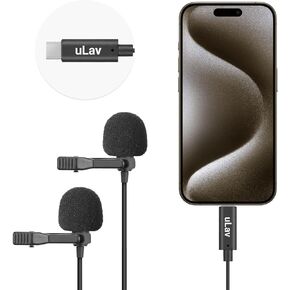 Movo uLav-IP USB-C Wired Omnidirectional Lavalier Clip On Microphone for iPhone 15, Lapel Microphone for YouTube, Vlogging, Interviews