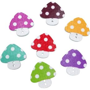 SUPVOX Novelty Buttons 50pcs Wooden Buttons Cartoon Mushroom Buttons DIY Sewing Buttons Embellishment for Clothing Scrapbook Jeans Blouse 23mm - Mixed Color Colorful Buttons