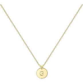 Glimmerst Personalized Initial Necklace 18K Gold Plated Stainless Steel Coin Pendant Letter Necklace Memorable Monogram Name Necklace for Women Girls