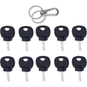 JEENDA 10PCS Ignition Keys 14707 14607 14603 5755124 8035807 Compatible with Bobcat New Holland Industrial JCB Bomag Hamm Roller Compaction Dynapac Terex Vibromax Volvo Ford Moxy 85804675 05755125