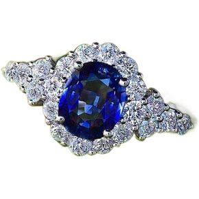 925 Sterling Silver Gem Blue Eternal engagement ring Cubic Zirconia Rings Diamond Rings for Women Jewelry Findings Earring Backs Findings