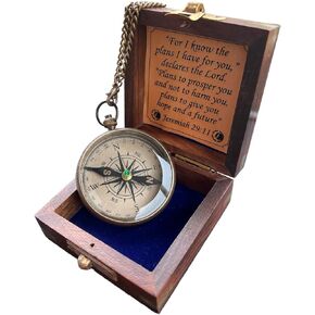 Trust in The Lord -Proverbs 3: 5-6 Quote Engraved Compass | Camping Compass Inspirational Christian Religious Gifts Men Women Catholic 2023 Graduation Gift Boys Girls