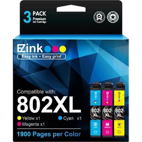 E-Z Ink (Remanufactured Ink Cartridge Replacement for Epson 802XL 802 T802XL T802 to use with Workforce Pro WF-4740 WF-4730 WF-4720 WF-4734 EC-4020 EC-4030 (1 Cyan, 1 Magenta, 1 Yellow)