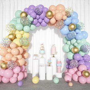 Amandir 164PCS Pastel Balloon Garland Kit, Rainbow Easter Unicorn Balloon Arch, Colorful Gold Confetti Balloons for Pastel Easter Baby Shower Wedding Ice Cream Mermaid Party Decorations Supplies