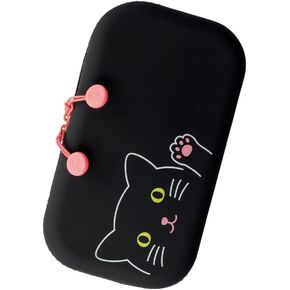 LIHIT LAB PuniLabo Zipper Pen Pouch, Black Cat, Large: 7.5" × 1.5 inches