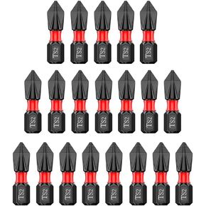 20PCS 1/4 Inch Hex Shank Magnetic Phillips Head Screwdriver Bits, S2 Alloy Steel Anti Slip Drill Bits for Electric Hand Screwdrivers Tool (PH2 x 25mm / 1")