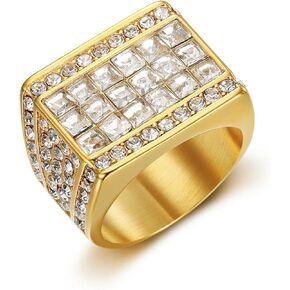ICED OUT Ring for men Wedding Rings for Men 18 Ice Cubes ring Hip Hop ring Radiant Rings for Women Bling Iced Out Jewelry Bling Rings for girls rings for Club Heavy Metal ring Party