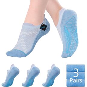 BRISIRA Bamboo Viscose Pilates Socks Compression Non Slip Cushioned Anti Blister Moisture Wicking Yoga Socks in Kuwait